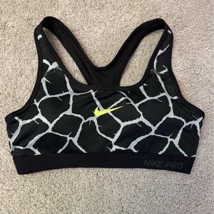Nike Pro Dri-Fit Sports Bra, Black White Yellow, S